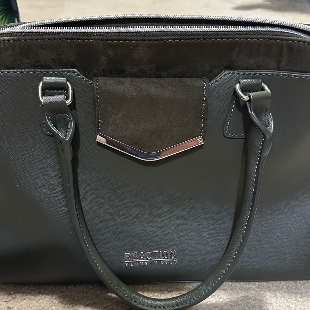 Kenneth Cole Reaction Dark Green Satchel with Metallic Accents